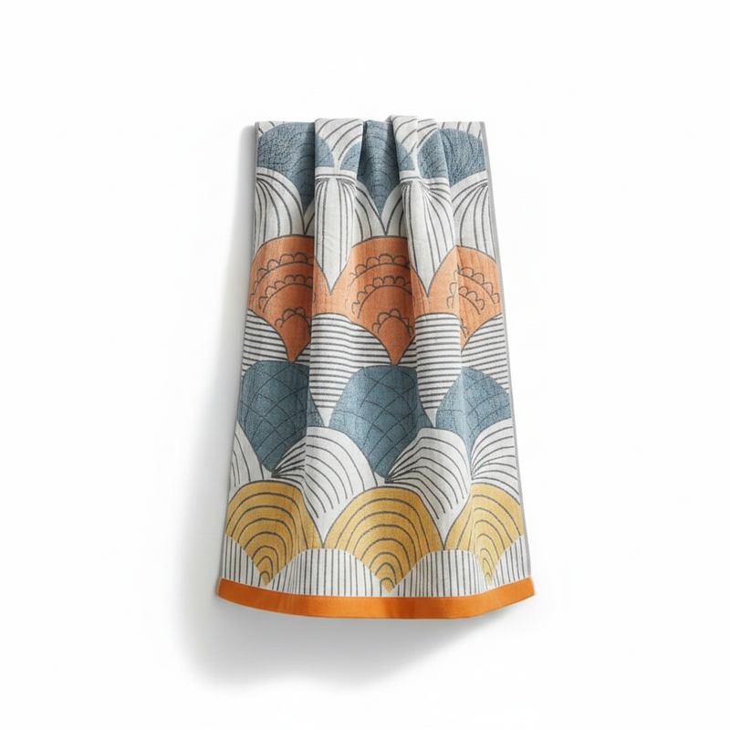 Cotton Bath Towel | Shell Jacquard Print