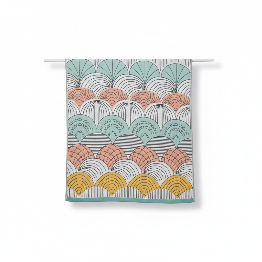 Cotton Bath Towel Shell Jacquard Print - Shell 2