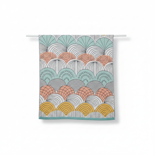 Cotton Bath Towel Shell Jacquard Print - Shell 2