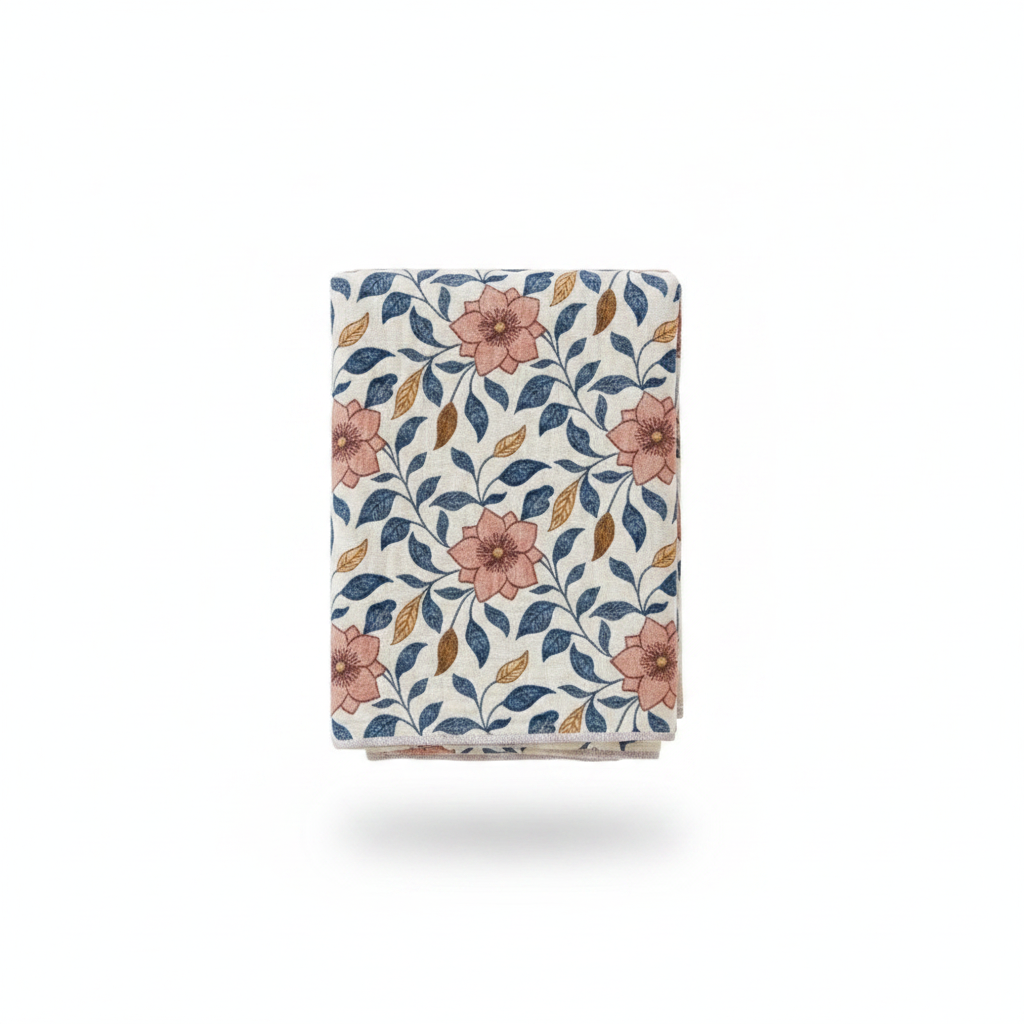 Cotton Gauze Bath Towel Floral Leaf Print
