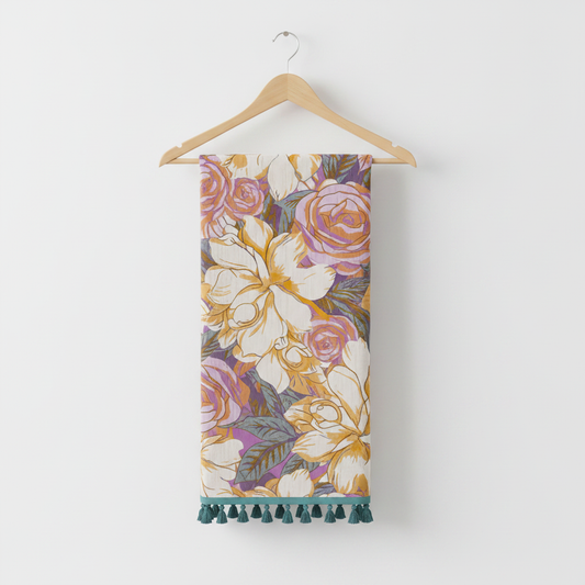 Cotton Gauze Bath Towel | Pastoral Rose - Purple