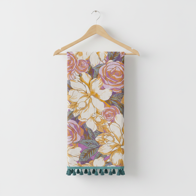 Cotton Gauze Bath Towel | Pastoral Rose - Purple