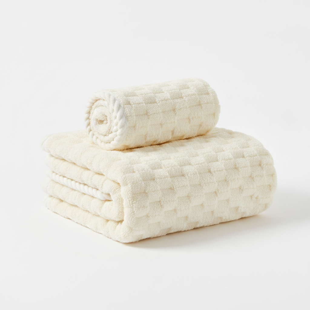 Soft Fleece Towel Set Off-White 2-Piece