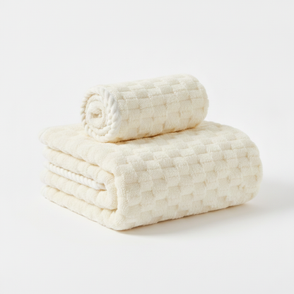 Soft Fleece Towel Set Off-White 2-Piece