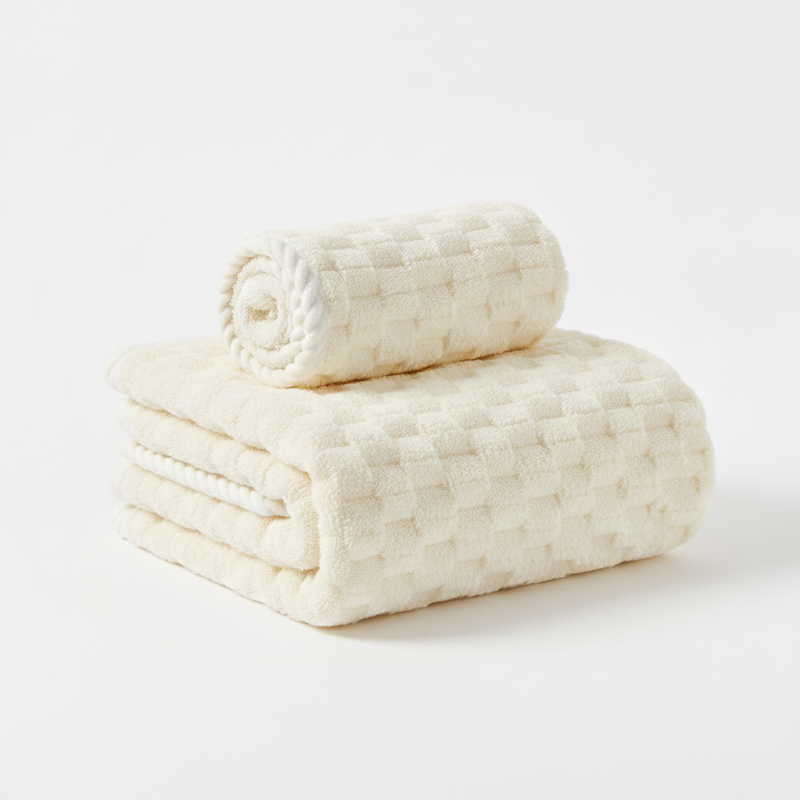 Soft Fleece Towel Set Off-White 2-Piece