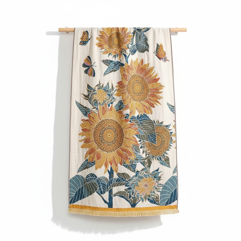 Cotton Bath Towel | Sunflower Jacquard