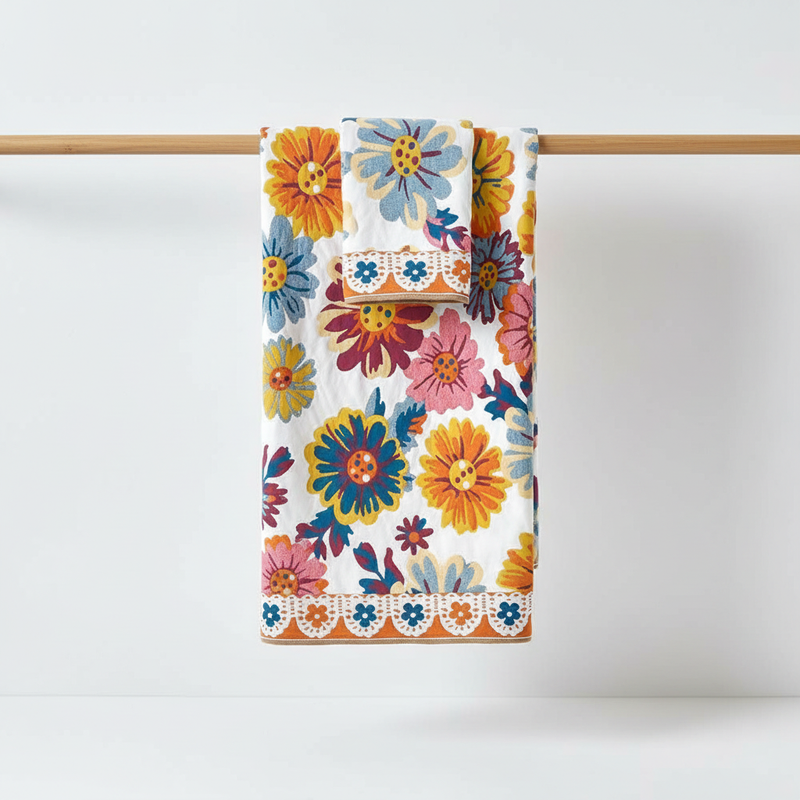 Reversible Cotton Bath Towel | Floral Print