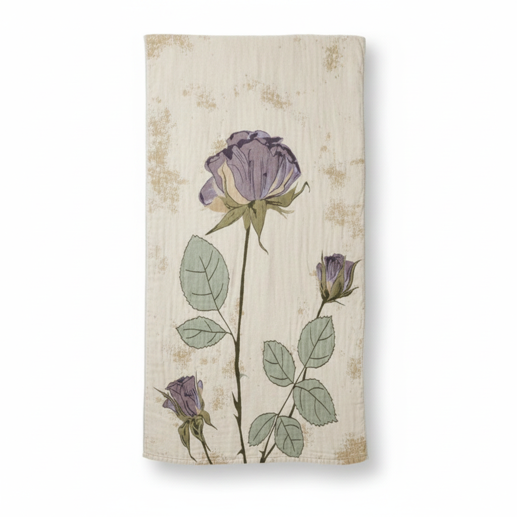 Vintage Floral Knit Towel Blanket - Lavender Bloom