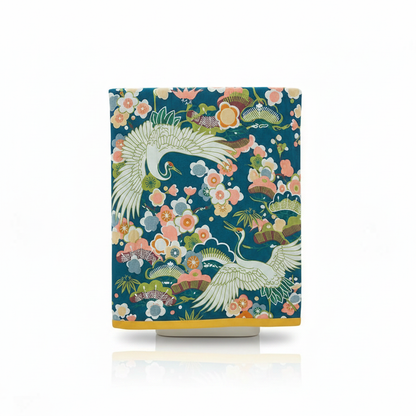 Pure Cotton Bath Towel Crane & Floral - Dark Blue & Green