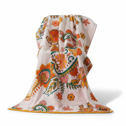 Cotton Gauze Bath Towel Floral Print Breathable