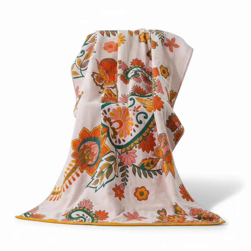 Cotton Gauze Bath Towel | Floral Print, Breathable