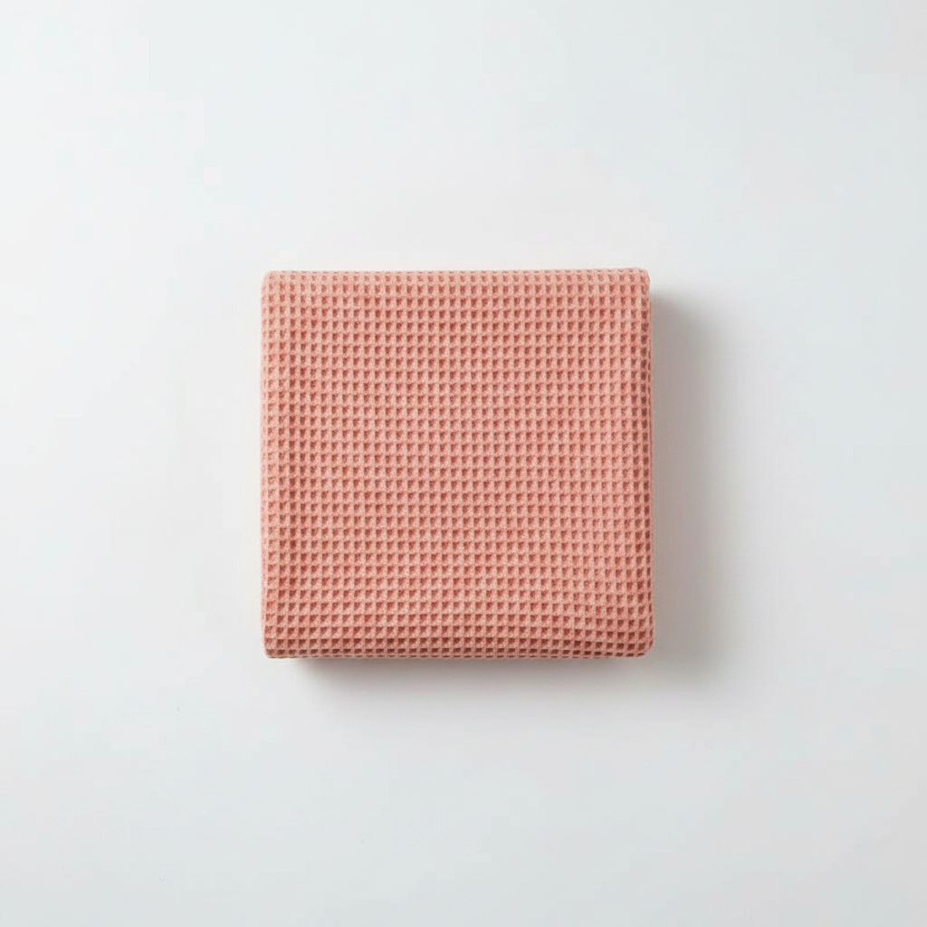 Cotton Waffle Shawl Towel - Coral Pink