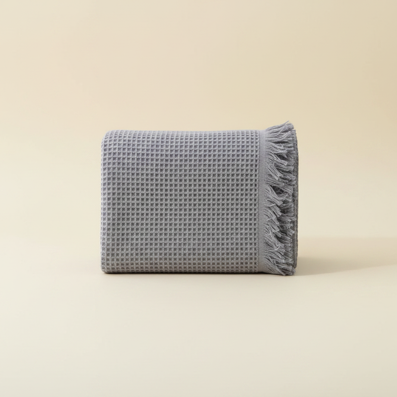 Cotton Waffle Shawl Towel - Gray