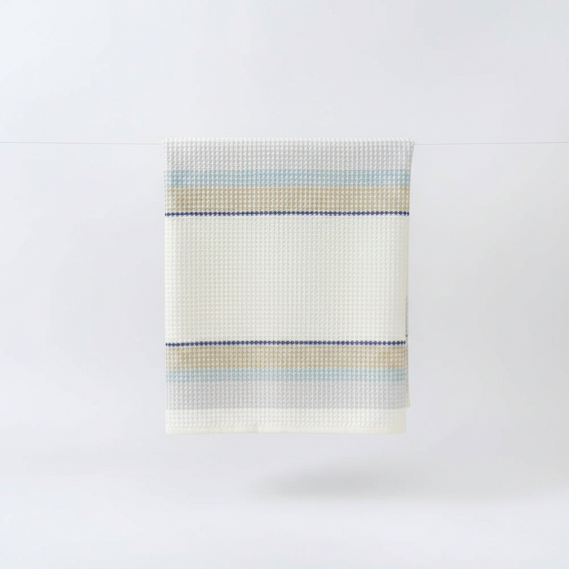 Colorblock Stripe Honeycomb Bath Towel - Light Yellow