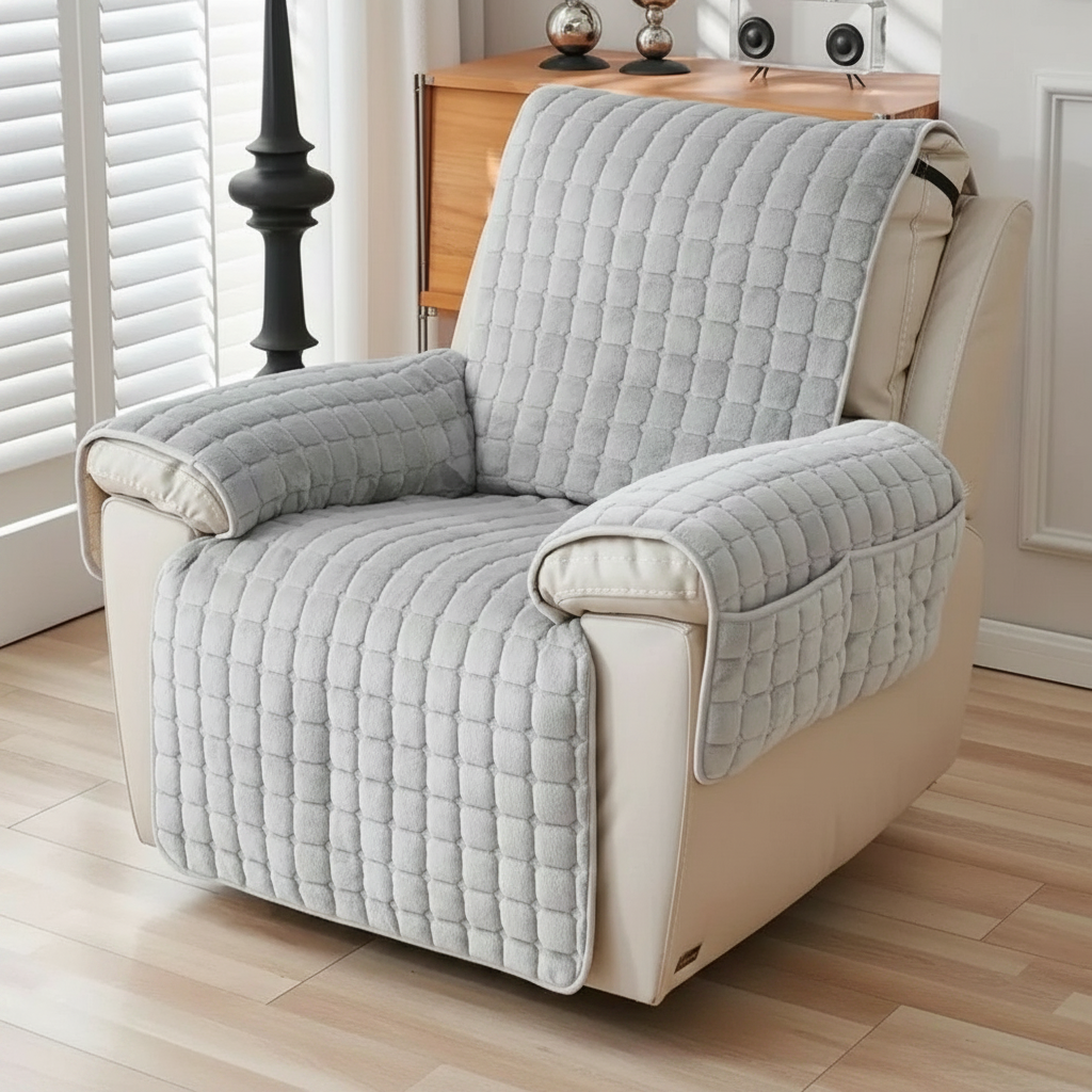Snug Grid Recliner Chair Cover - Charcoal Gray