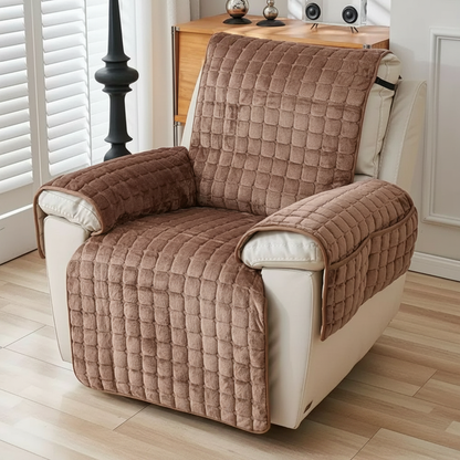 Snug Grid Recliner Chair Cover - Mocha