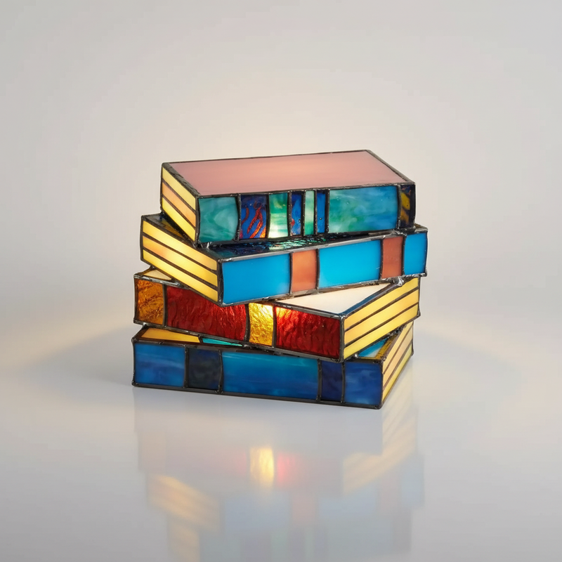 Stained Glass Book Lamp | Handcrafted Art Lighting, Decorative