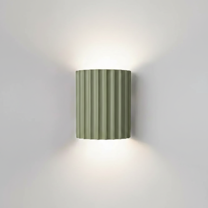 VaultGlow green fluted resin wall sconce studio packshot