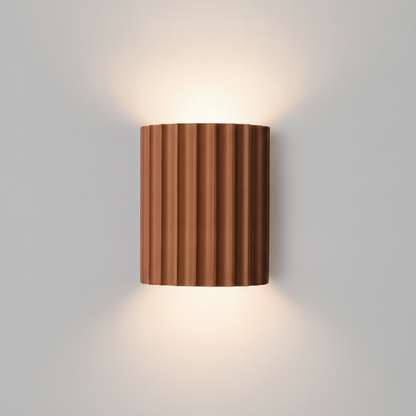 VaultGlow orange fluted resin wall sconce studio packshot