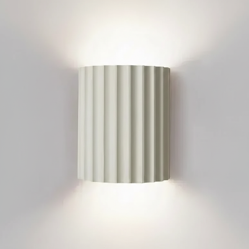 VaultGlow white fluted resin wall sconce studio packshot