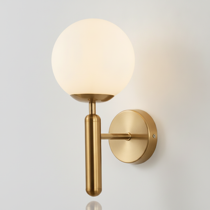 Bauer Brass Wall Light - Frosted globe studio packshot