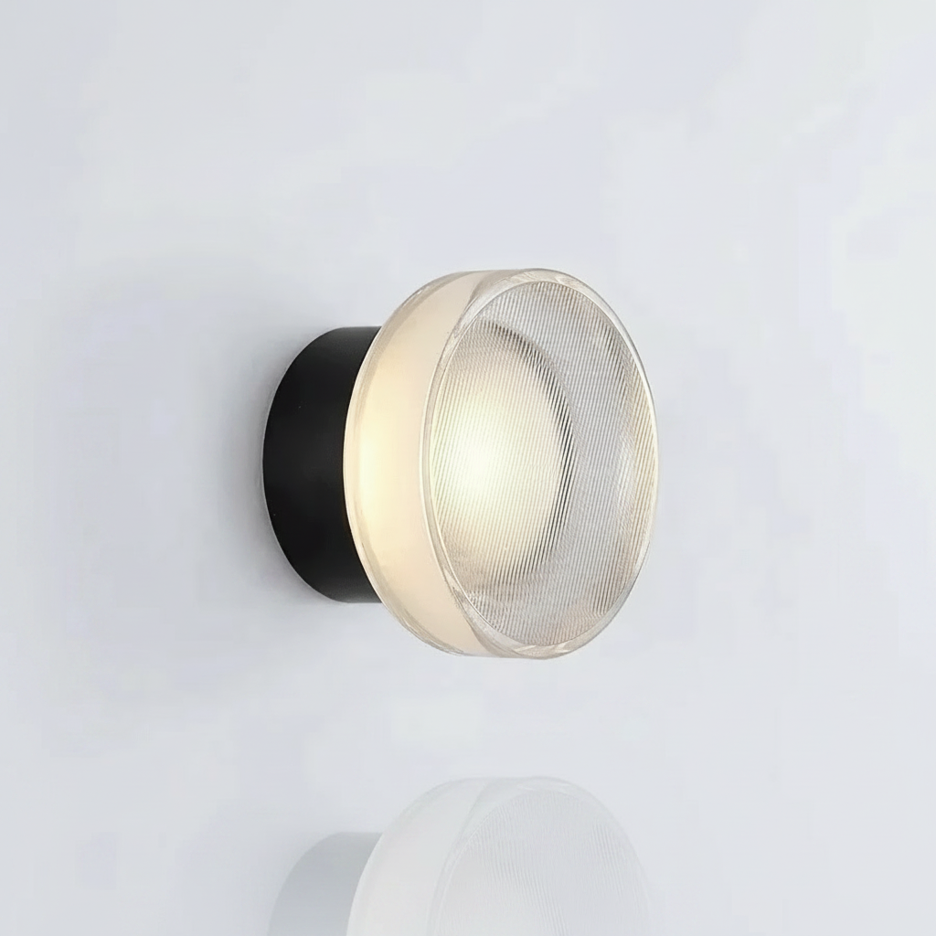 Luminara Style C black-and-white ring glass wall sconce studio packshot