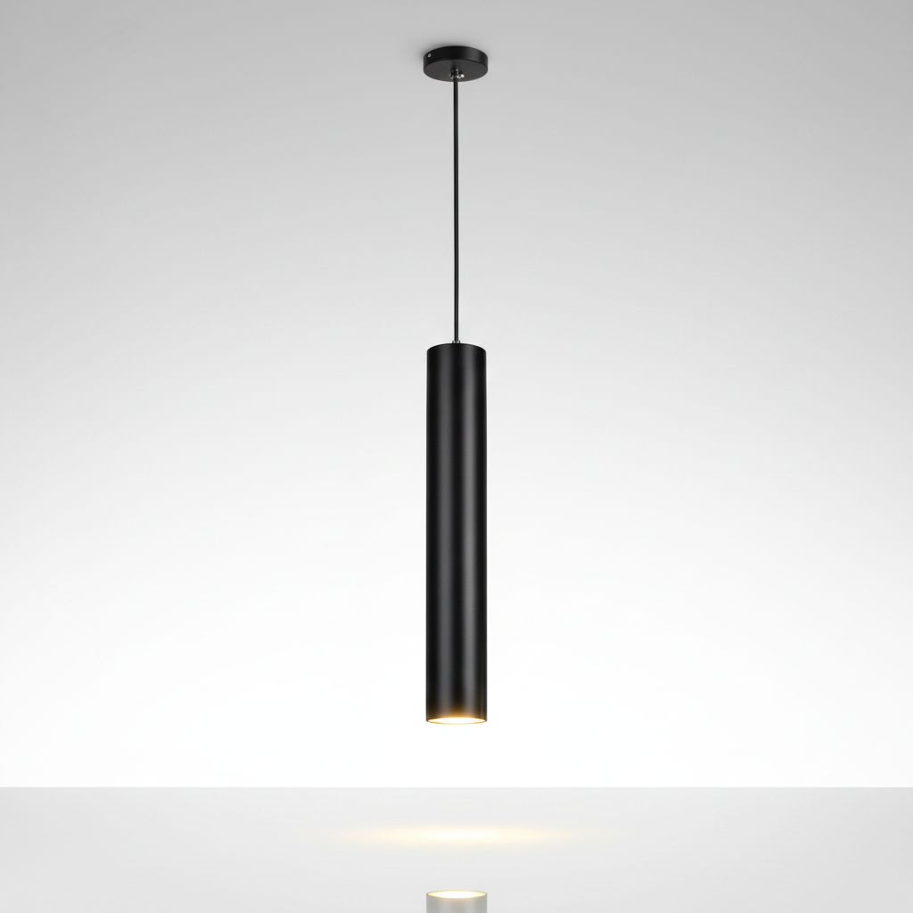 Luminara black cylinder pendant studio packshot