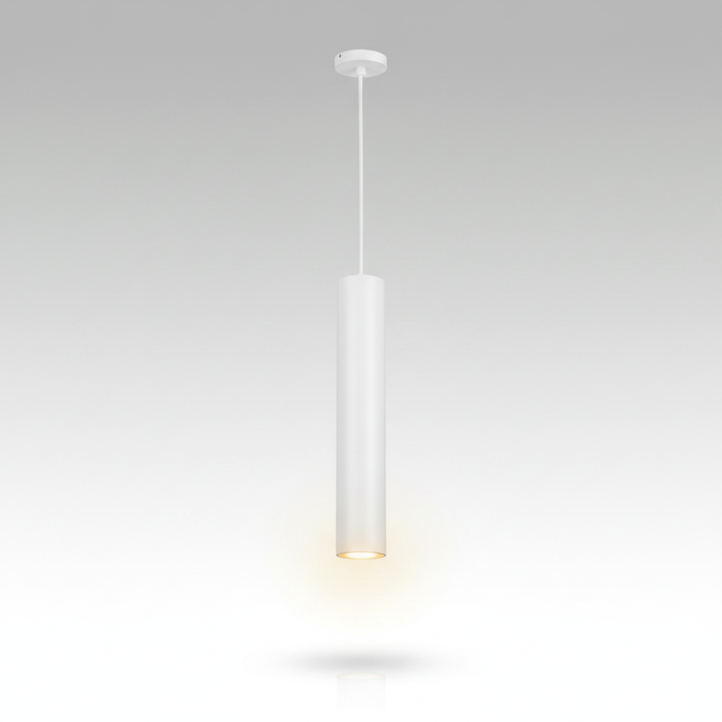 Luminara white cylinder pendant studio packshot
