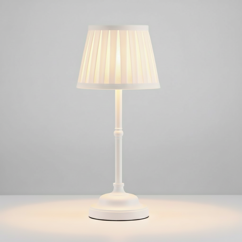 BrassGlow white cordless touch lamp studio packshot