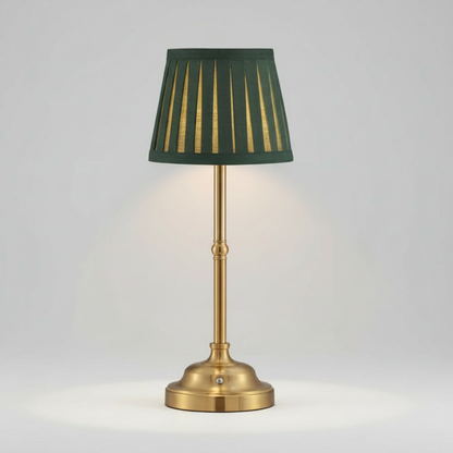 BrassGlow green shade cordless touch lamp studio packshot