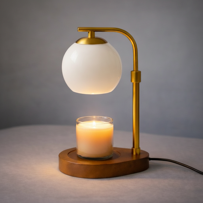 AmberGlow Candle Warmer Lamp - White glass studio packshot