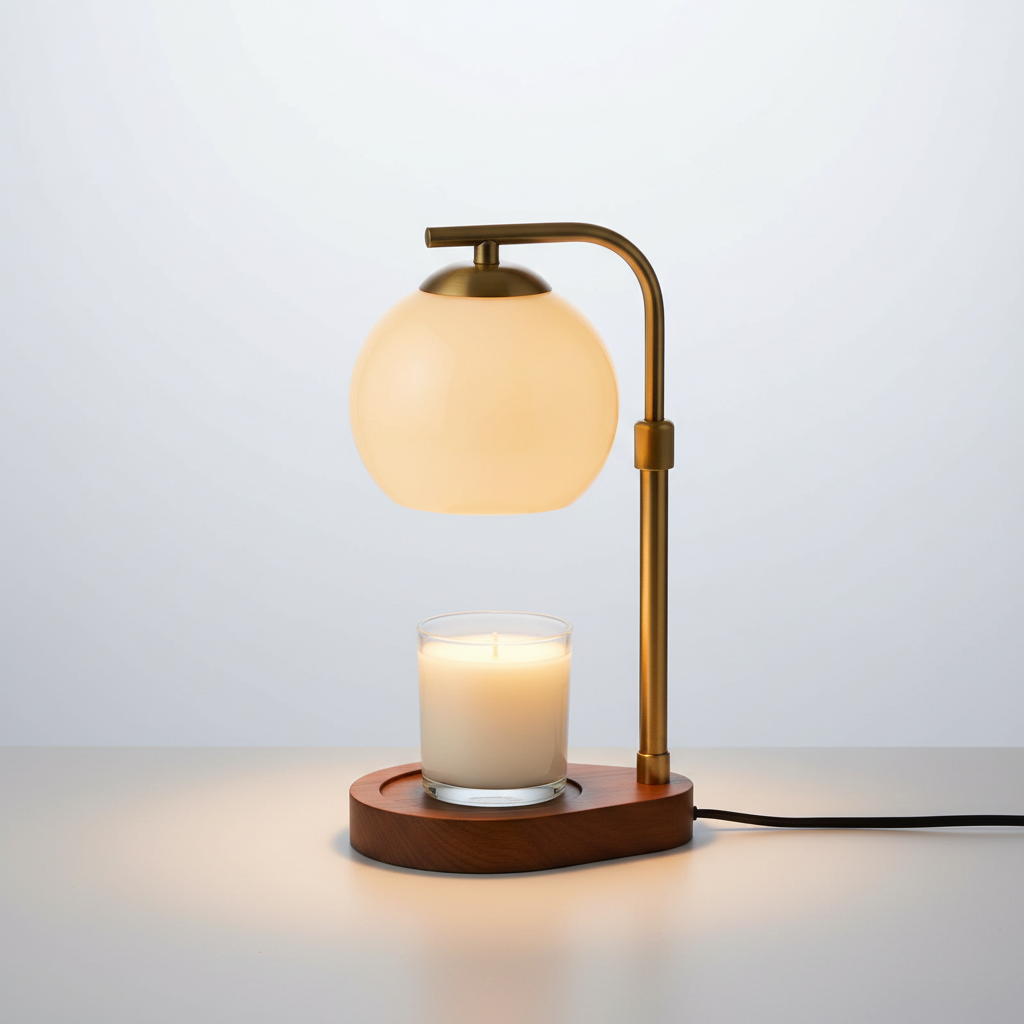 AmberGlow Candle Warmer Lamp - Beige glass studio packshot