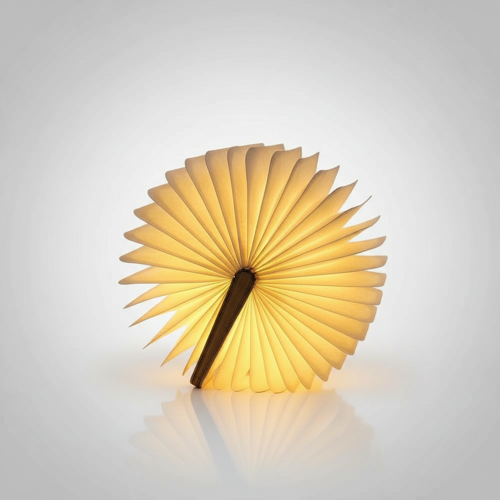 LumiFold Folding Book Lamp - wood studio packshot