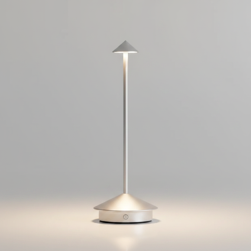 Luminara cordless LED table lamp silver - studio packshot