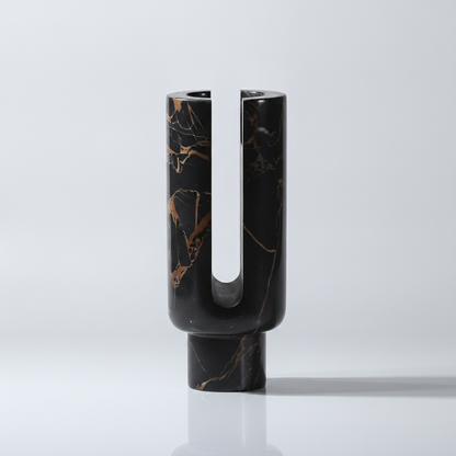 Eclipse Marble Candle Holder Obsidian Black studio packshot
