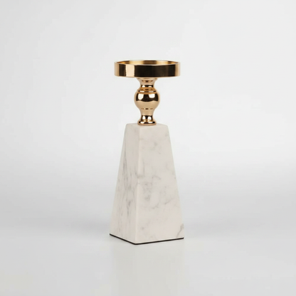 Pyramid Marble Candle Holder with Gold Accent studio packshot