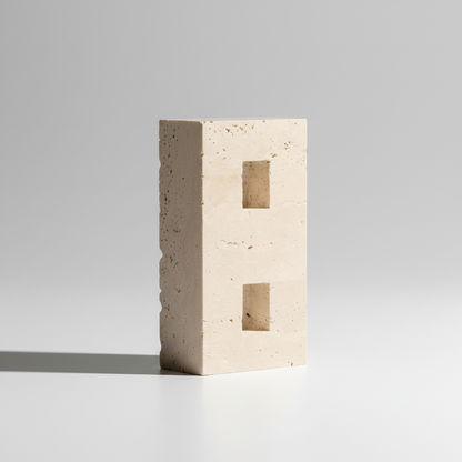Travertine Stone Candle Stand Raw finish studio packshot
