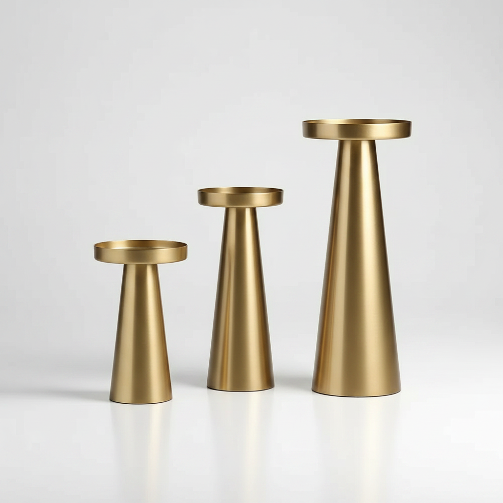 Artisan Brass Candle Holders | Set of 3