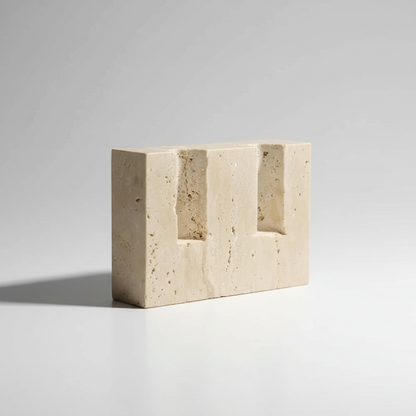 Dual Travertine Taper Candle Holder studio packshot