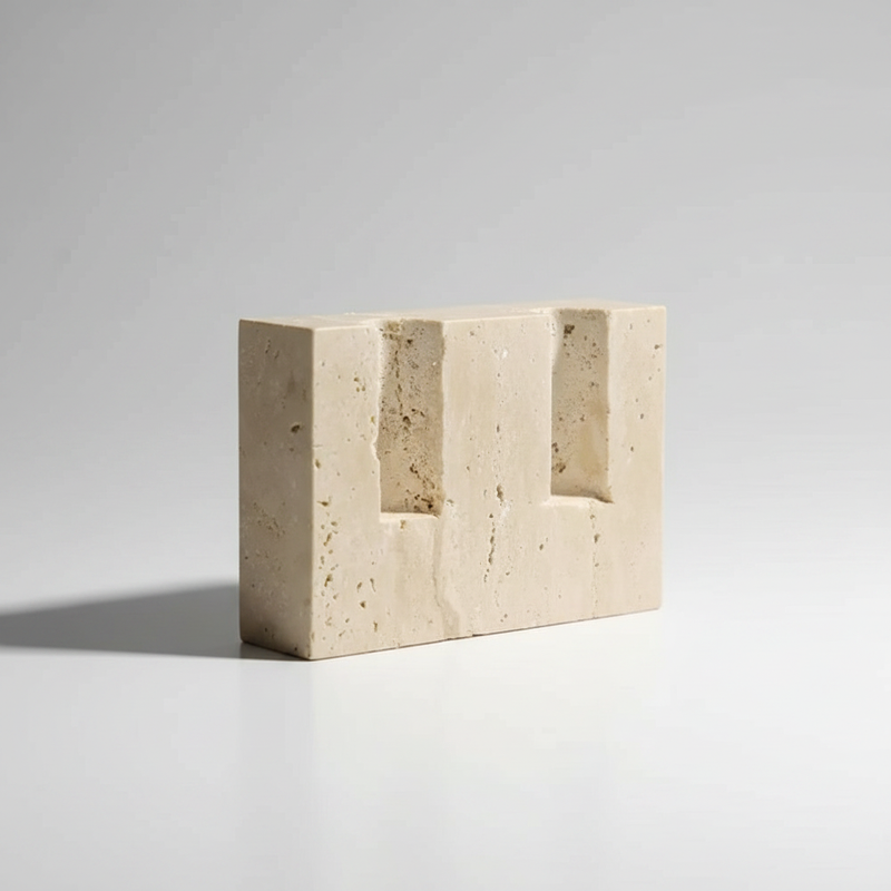 Dual Travertine Taper Candle Holder studio packshot
