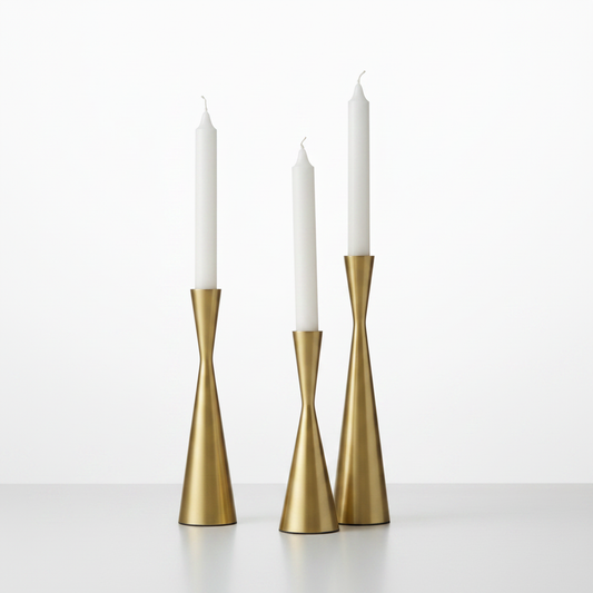 Nordic Brass Waist Candlestick Set of 3 - Golden Grace