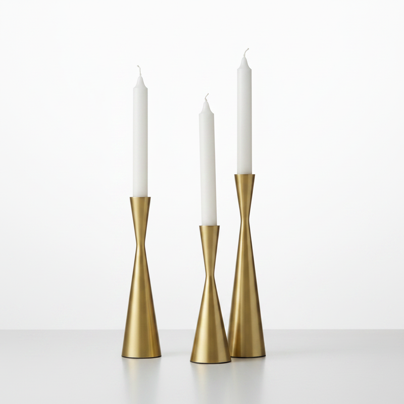 Nordic Brass Waist Candlestick Set of 3 - Golden Grace