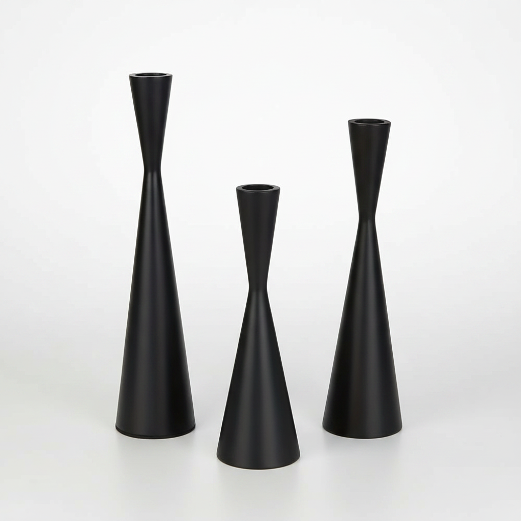 Nordic Brass Waist Candlestick Set of 3 - Obsidian Elegance