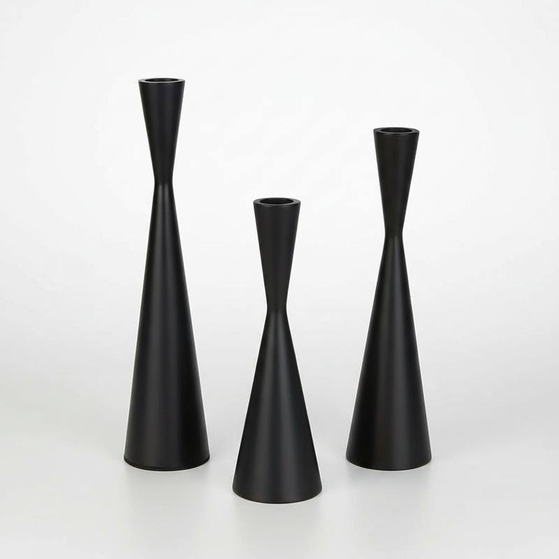 Nordic Brass Waist Candlestick Set of 3 - Obsidian Elegance