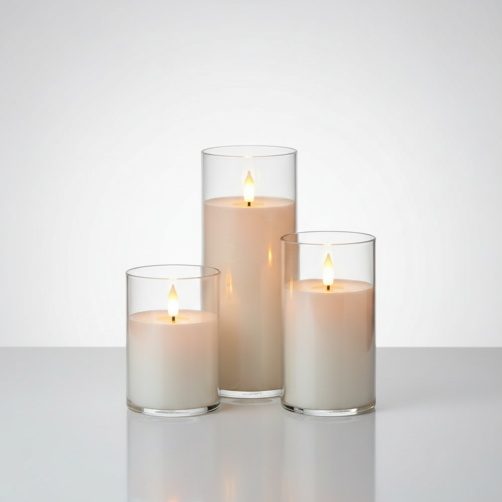 Ethereal 3D Flameless Candle Set - Crystal White