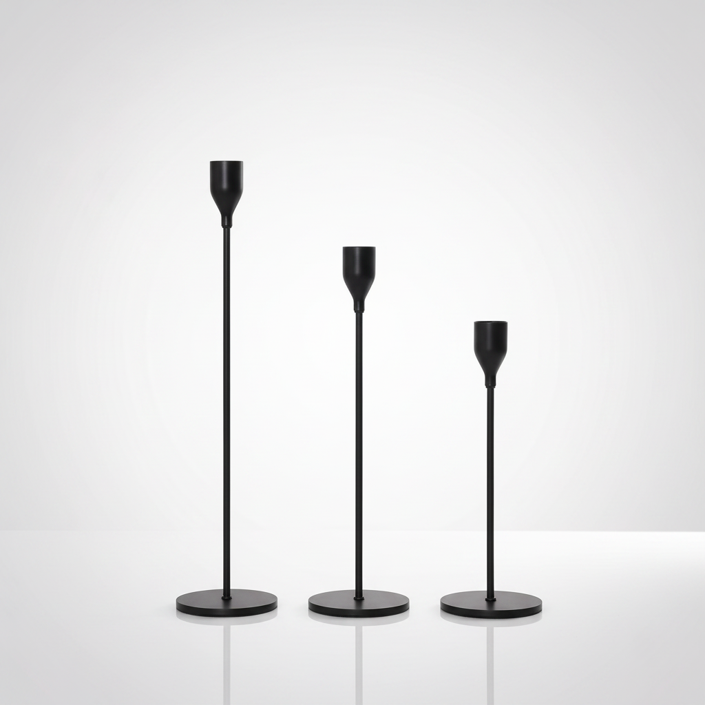 Tall Stainless Steel Candle Holders Set of 3 - Black