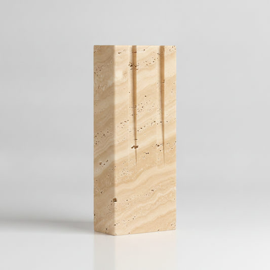 Travertine Stone Candle Stand Polished finish studio packshot