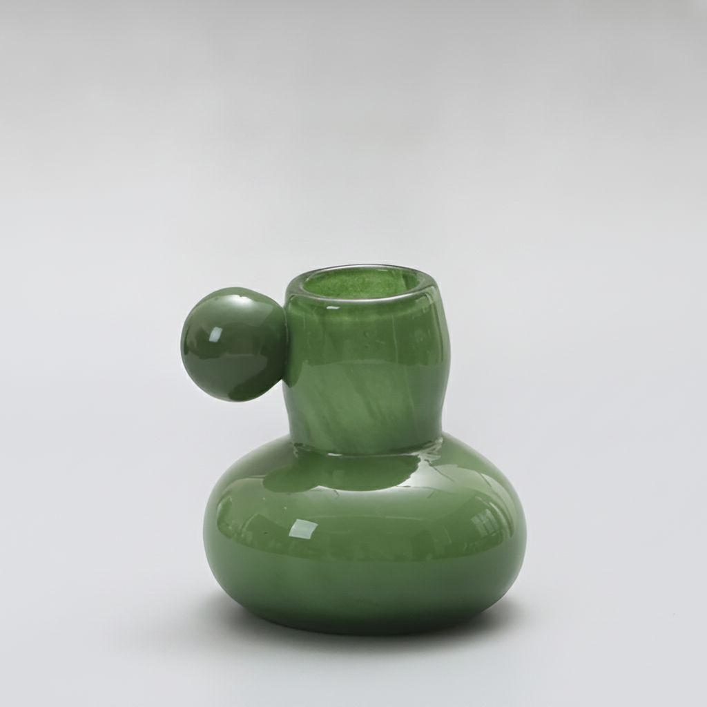 Celestial Nordic Glass Candle Holder - Green