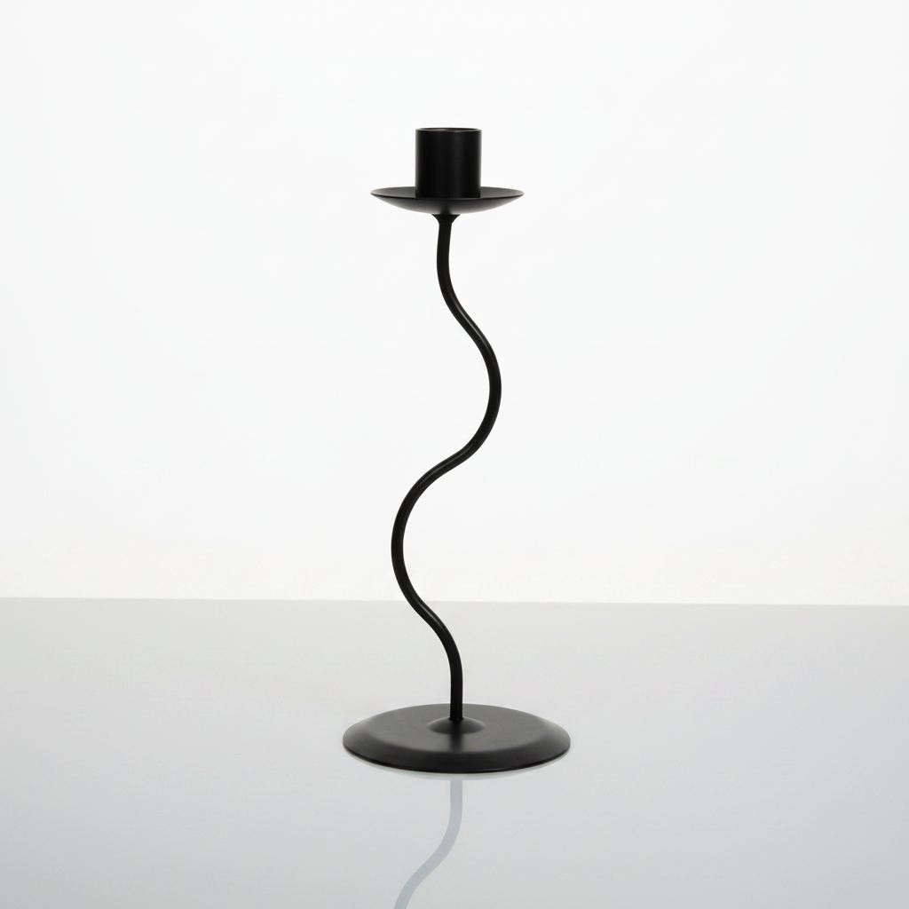 Sculpted Wavy Iron Candle Holder studio packshot