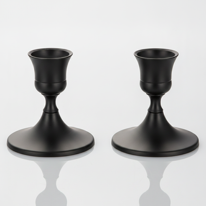 Shimmering Vintage Taper Candle Holders Midnight Noir set of 2 studio packshot